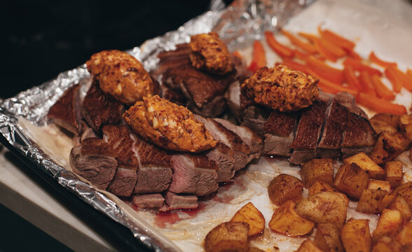 baked duck with potatoes and butter