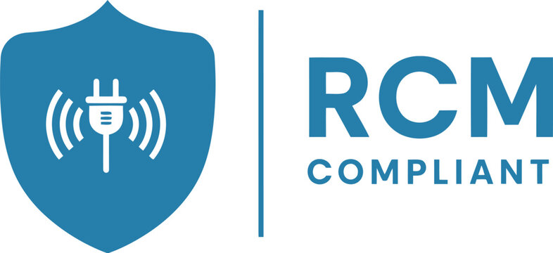 RCM Compliant Certification Badge with Shield and Plug Icon