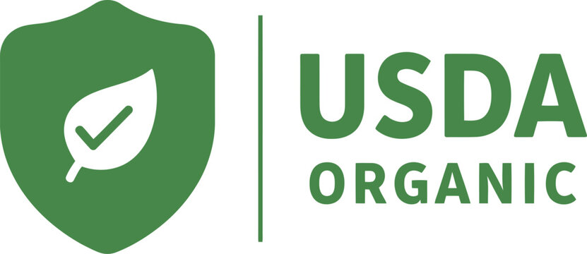 USDA Organic Certification Badge with Green Leaf Check Mark