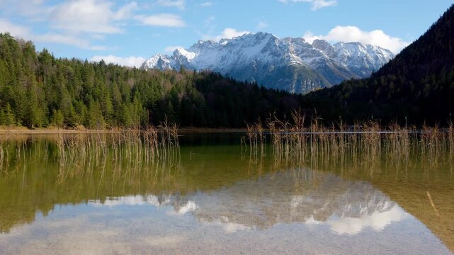 Ferchensee, an alpine lake near Mittenwald and Garmisch-Partenkirchen, Bavaria Germany
