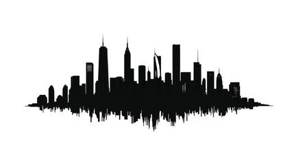 Fototapeta premium Cityscape silhouette presents a dense urban cluster with jagged rooftops and pointed spires that reflect a sense of rapid growth and industrial development in a contemporary metropolitan zone.