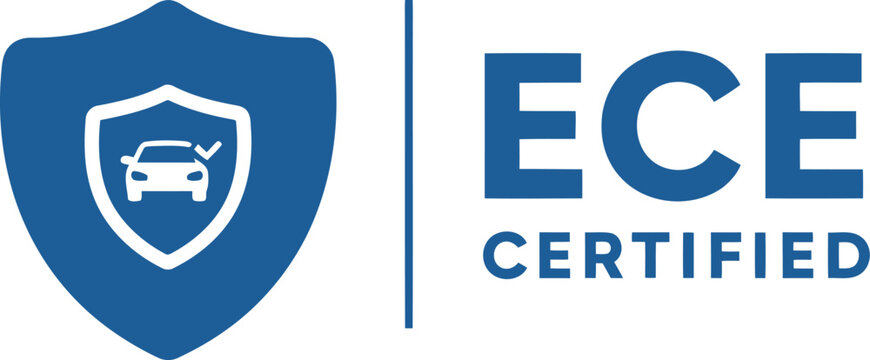 ECE Certified Car Safety Badge Icon on White Background