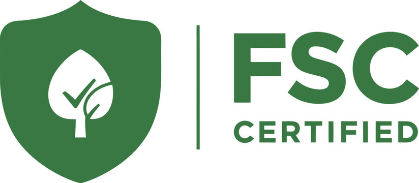 FSC Certified Eco Friendly Badge with Green Leaf and Check Mark