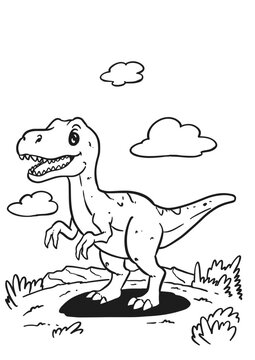Velociraptor Dinosaurus Cute Fun Drawing
