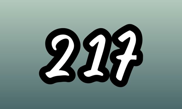 The number 217 with a white outline on a gray gradient background, displayed prominently in the center