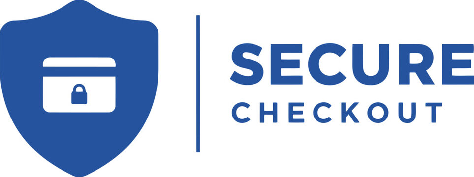 Secure Checkout Badge with Shield and Lock Icon on White Background