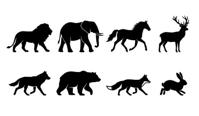 Wild Animal Silhouette Vector Collection with Forest and Safari Wildlife Species © Keyapayal