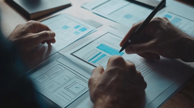 hands designing website wireframes