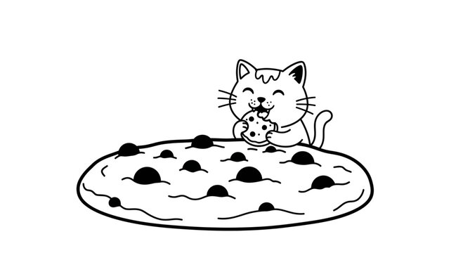 Cute Cat Eating Chocolate Chip Cookie