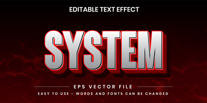 System 3D editable text effect vector on dark plexus background