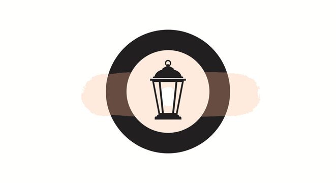 Minimalist circular logo design featuring a traditional lantern silhouette.