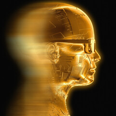 Gesicht mit Brille goldfarben und verzerrt © Patrick P. Palej