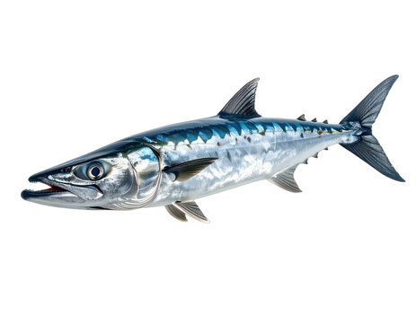 A detailed close-up of a wahoo fish with iridescent scales.