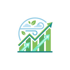 Obraz premium Environmental Sustainability Growth Chart with Upward Trend - ideal for eco-friendly business reports, sustainable development presentations, climate action initiatives, and green technology marketing