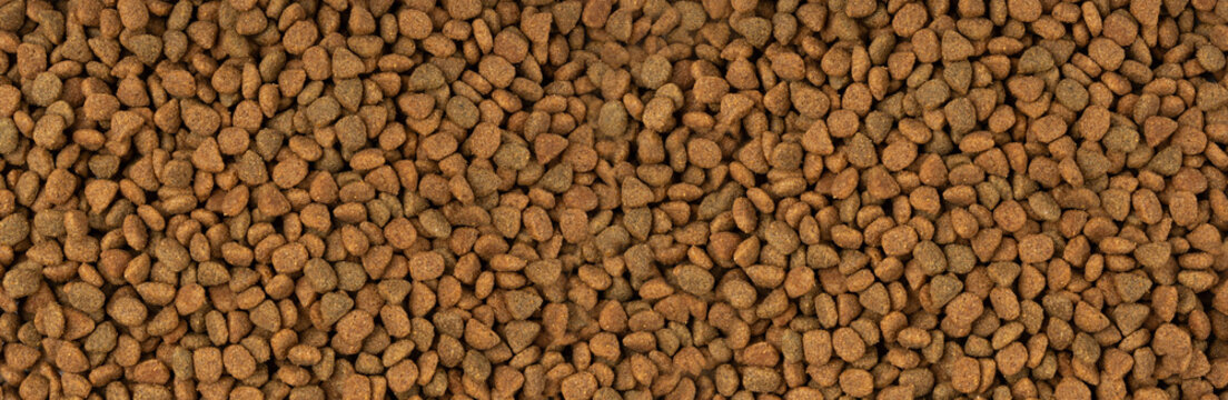 Dry pet food, dog kibble pile, puppy pellets, small canine protein croquette meal, animal food
