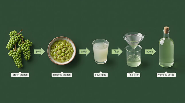 Verjuice production process from green grapes infographic