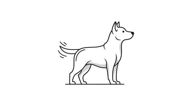 Dog Standing Profile View Sideways.
