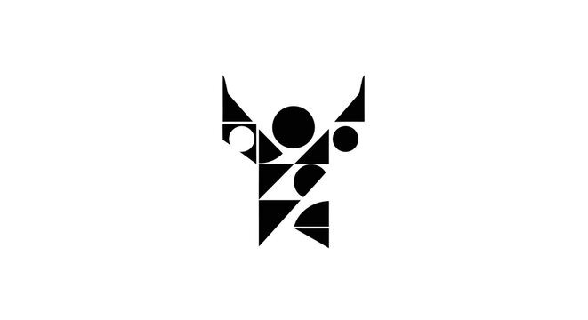 Abstract geometric bull head logo design icon.