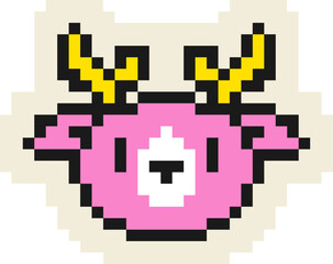 Fototapeta premium Deer Head Pixelated Sticker