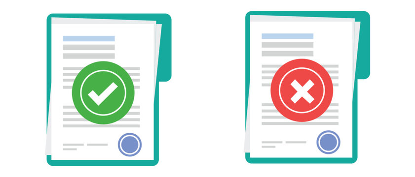 Approved and rejected document folders in green and red colors.