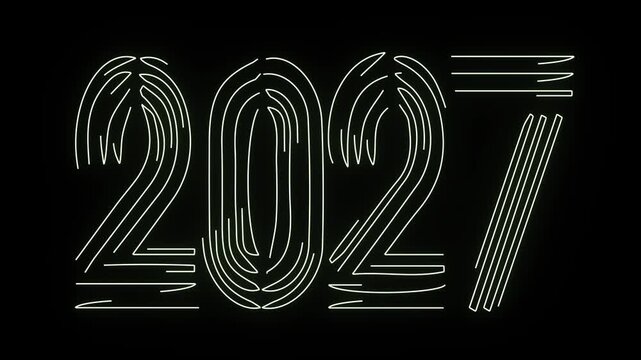 Happy new year 2027 text design colorful animation video