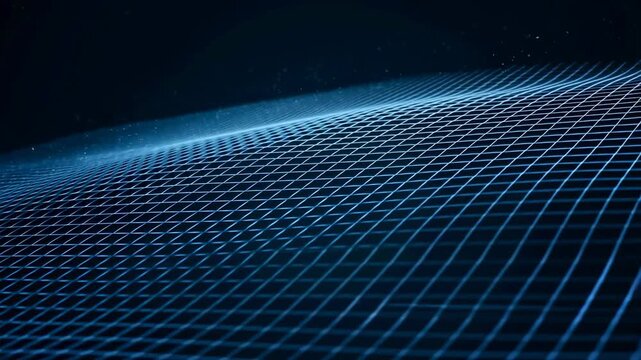 Flowing blue grid waves in dynamic abstract pattern animation