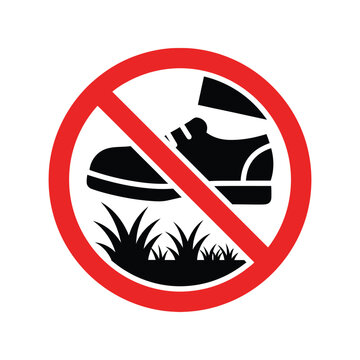 No Walking on Grass Prohibition Sign Vector for Park and Lawn Protection