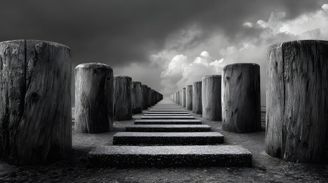 Black and white composition emphasizing simplicity and balance 