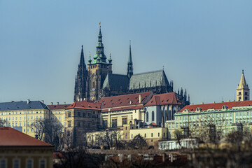 Obraz premium Prague Castle and St Vitus Cathedral skyline, Czech Republic