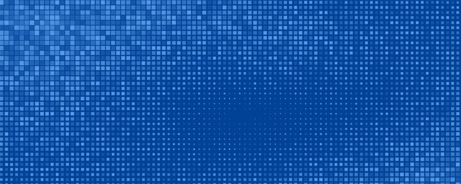 Abstract digital blue square particles background for business, finance, research, tech and science