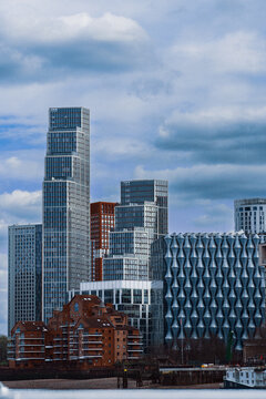 Modern skyscrapers and the US Embassy at Nine Elms in London