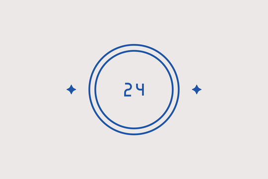 Round clock displaying twenty four hours line icon for hotel reception for non stop service logs. Useful vector illustration for support helpline portals, daily schedule application interfaces.