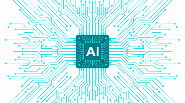 AI central processing unit with digital circuit board design
