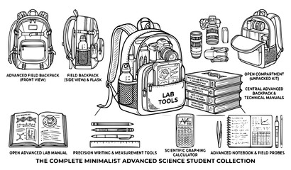 Obraz premium Minimal school education backpack and books vector illustration