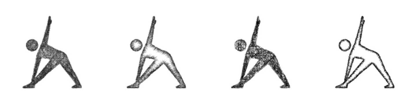 Sketch black and white triangle pose icon design set