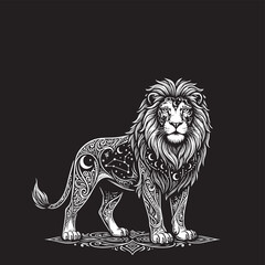 Obraz premium Celestial Solar Eclipse Full Body Lion Vector