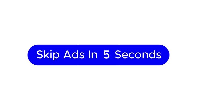 Animated Skip Ad Button Template with 10 Second Countdown Timer. Skip Ad Icon with 10 Seconds Countdown Timer Animation on white background.
