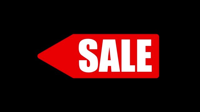 Swinging sale tag animation discount on transparent background alpha channel. Animated Video 4K