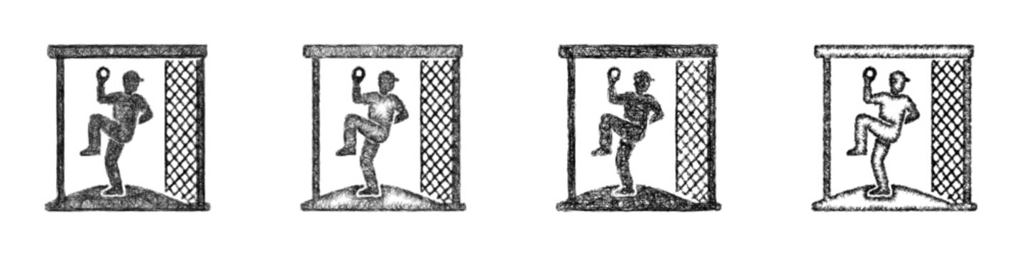 Sketch monochrome bullpen icon design set