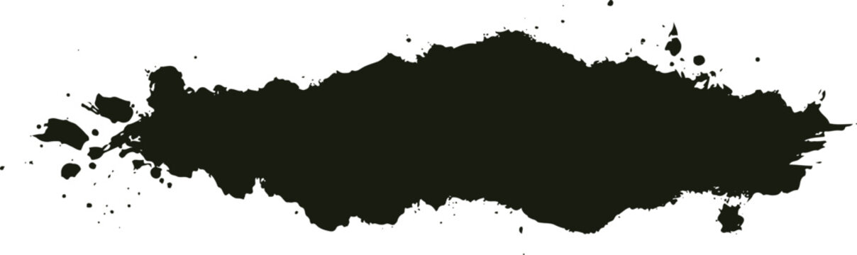 Black messy ink splatter brush stroke banner