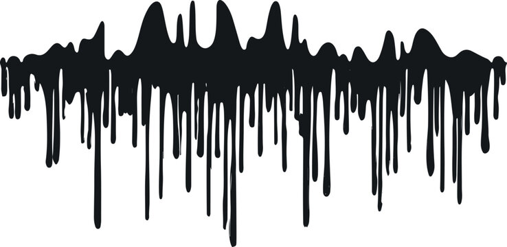 Black dripping liquid melting slime border shape