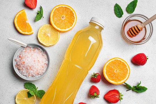 Isotonic energy sport drink with fruits, berris and sea salt