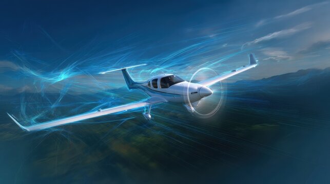 High-speed flight experience skies above digital art futuristic aerial view aviation innovation