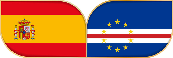 Obraz premium Spain vs Cape Verde Flags Side by Side