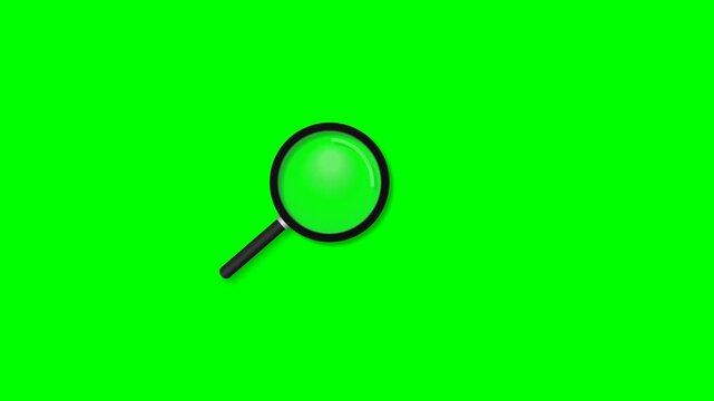 Magnifying glass animation searching across a green screen for chroma key composites