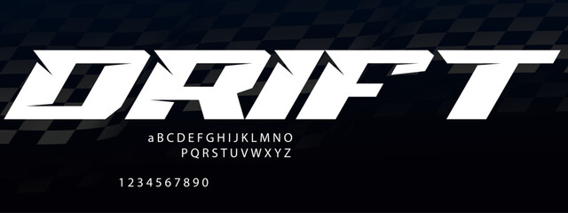 Drift Racing Font Alphabet — Dynamic Motorsport Display Typeface Inspired by Sideways Speed © Hasan