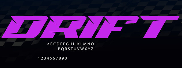Drift Racing Font Alphabet — Dynamic Motorsport Display Typeface Inspired by Sideways Speed © Hasan