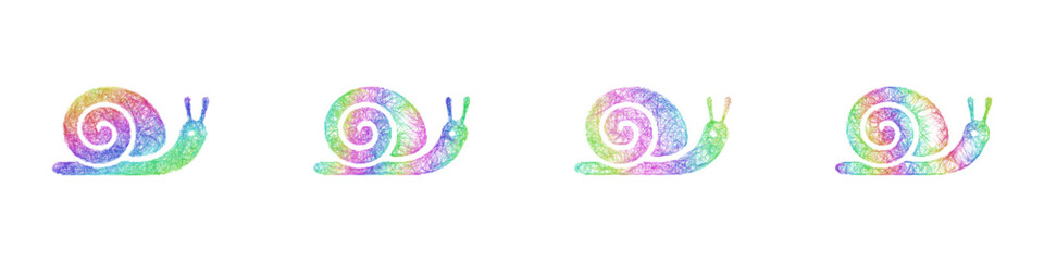 Multicolored sketch snail icon design set © David Zydd