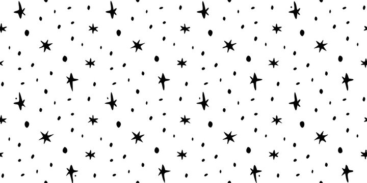 Star and dot pattern on a white background hand drawn style