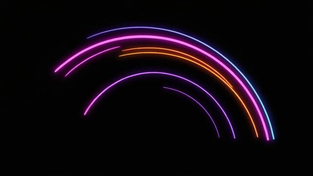 vibrant neon light trail motion in dark abstract arc sequence